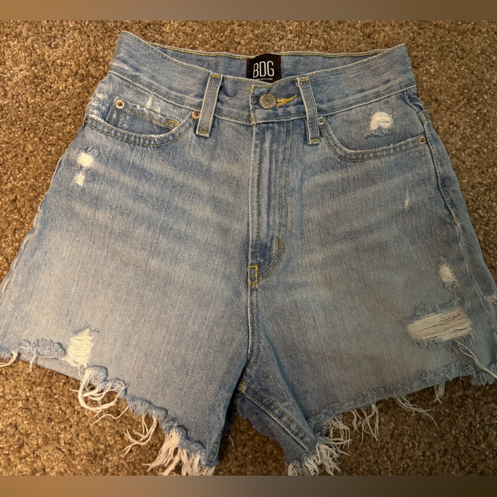 BDG Light Blue Distressed Jean Shorts